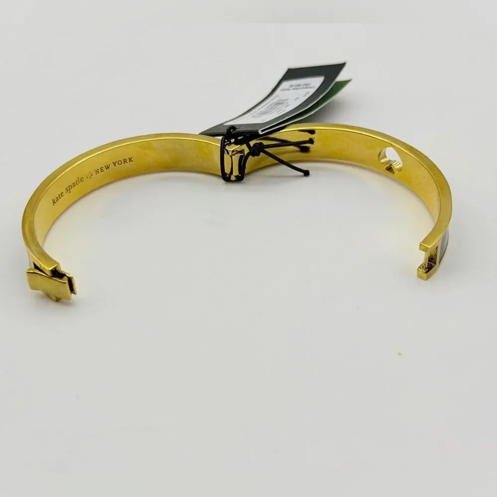 NWT Kate Spade Hole Punch Spad Gold Black Bracelet - Picture 5 of 12